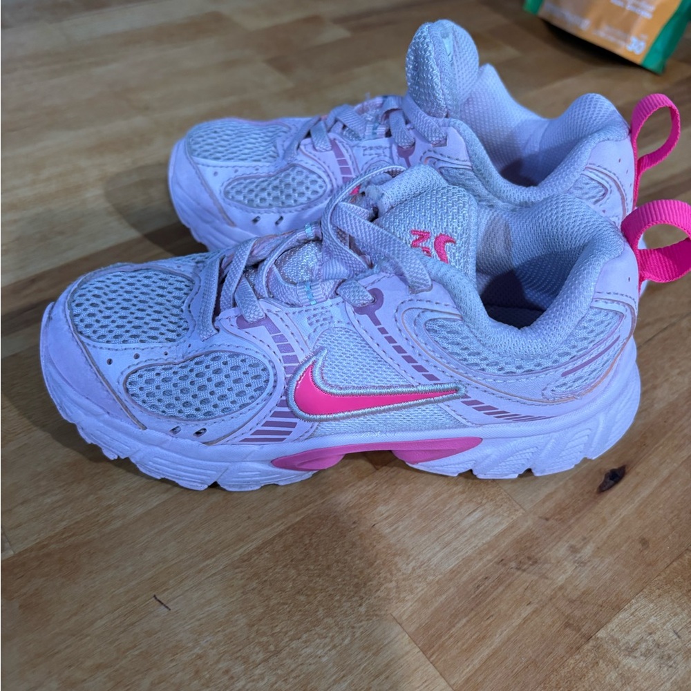 Like new Nike Kids White and Pink Sneakers - size 11